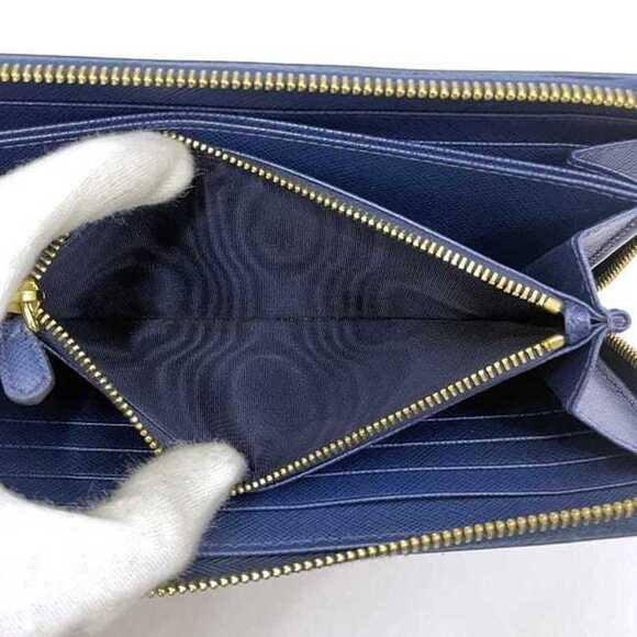 PRADA Blue Leather Saffiano Wallet - Picture 4 of 11
